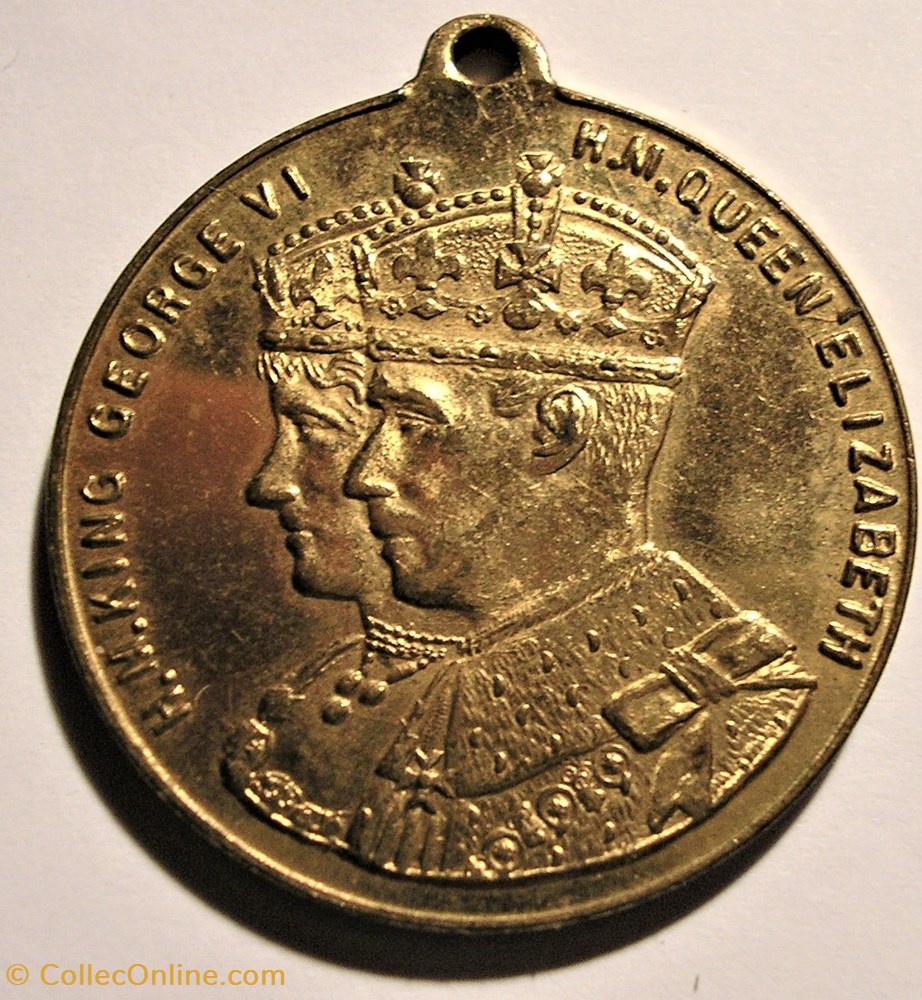 George VI & Elizabeth - 1937 Coronation Gilt Medal - UK 2 medaille royaume uni george vi elizabeth 1937 coronation gilt medal uk