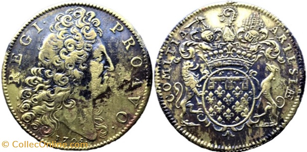 Louis XIV - Jeton 1705 - États d'Artois monnaies paranumismatique jetons poids louis xiv jeton 1705 etats artois