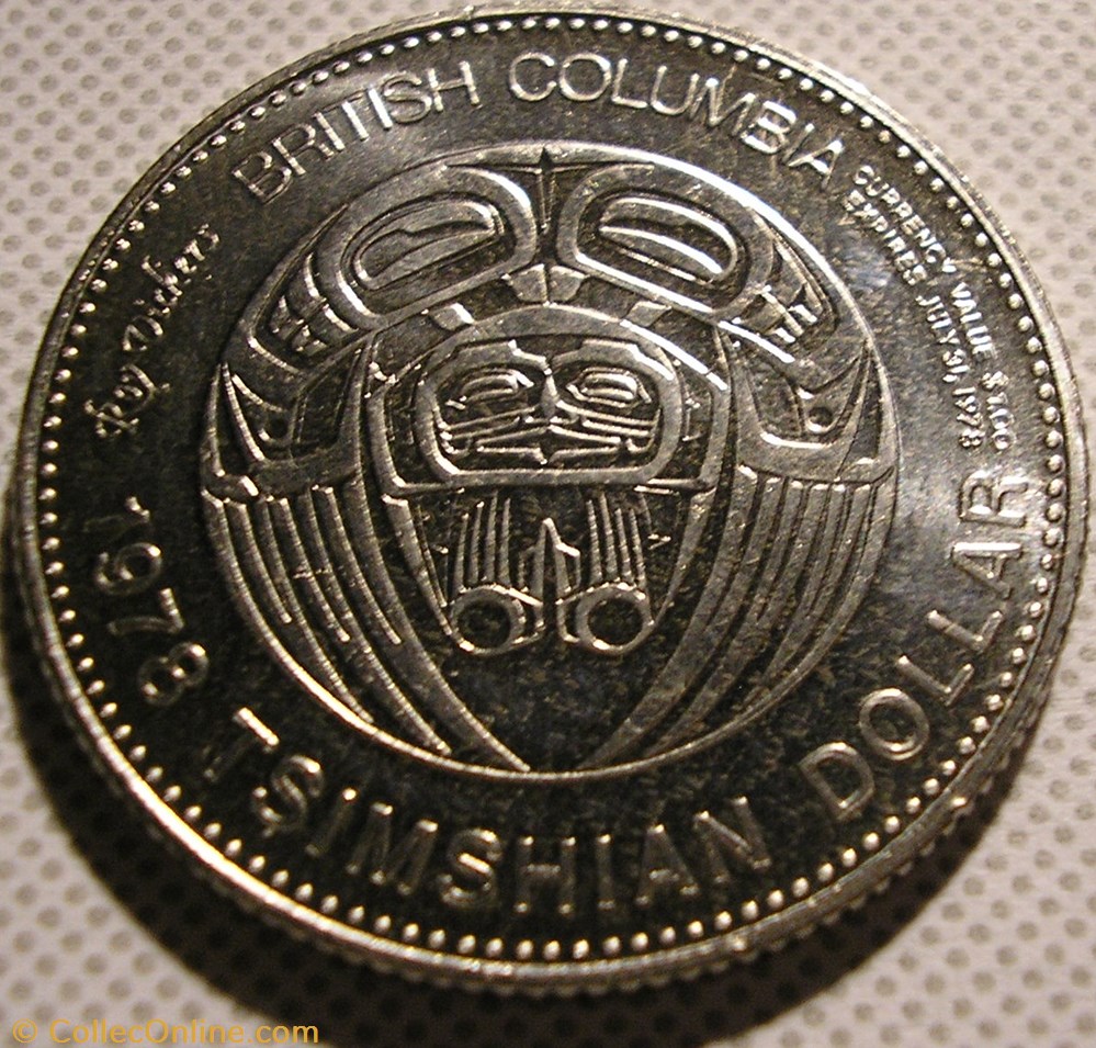 Tsimshian Dollar Token 1978 - British Colombia 3 monnaie monde canadum tsimshian dollar token 1978 british colombia