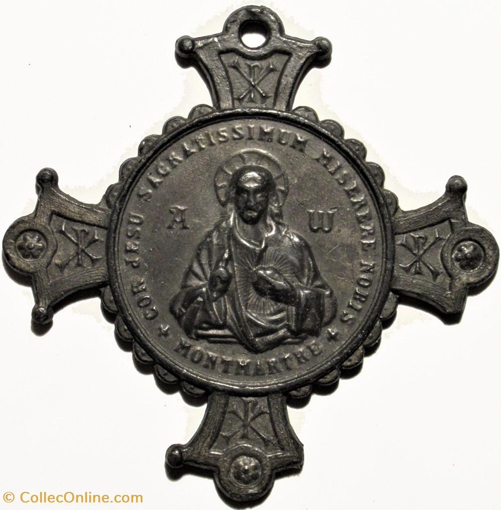 patrimoine religieux objets cultes medaille de archiconfrerie du sacre coeur montmartre xixe