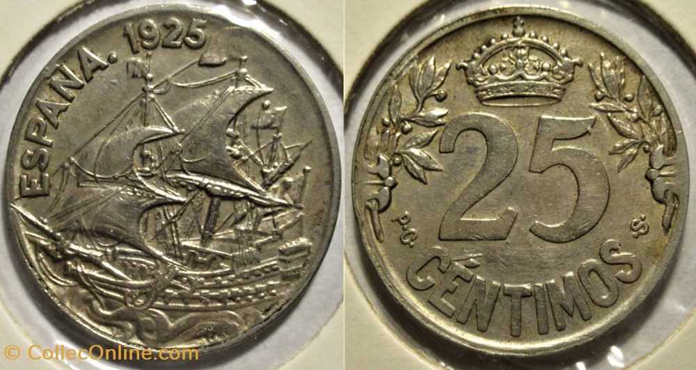 1925 - 25 Centimos - Alfonso XIII de España monnaies monde espagne 1925 25 centimos alfonso xiii de espana