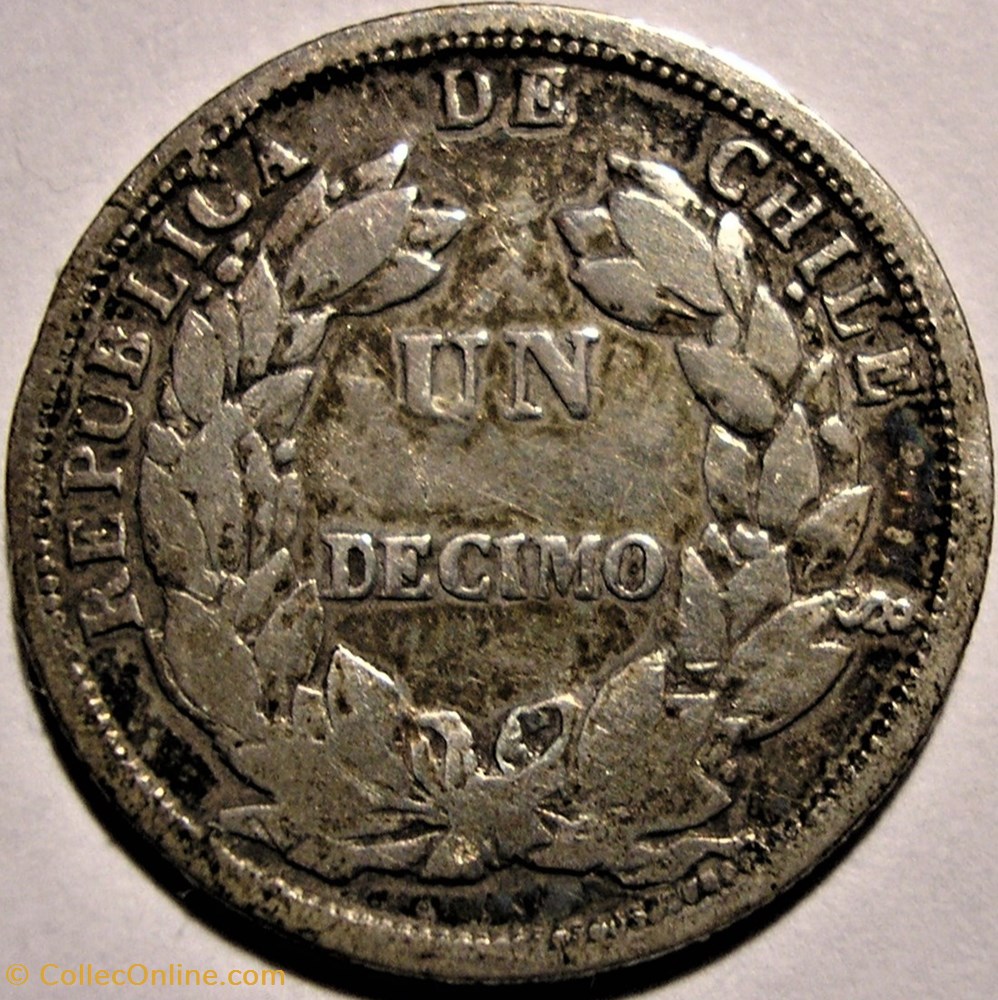 monnaie monde chili chile un decimo 1866 5 santiago