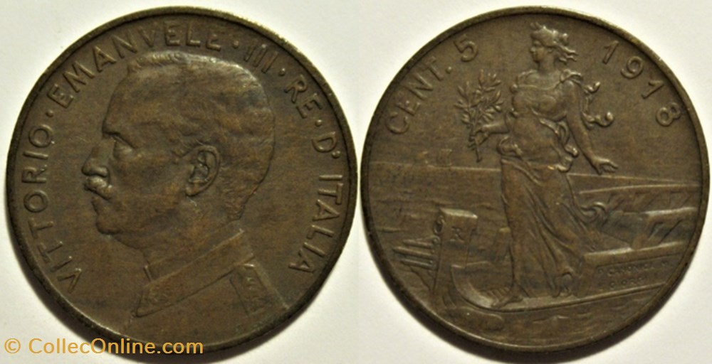 1918 Regno d'Italia, 5 Centesimi, Roma - Vittorio Emanuele III (ex.3) monnaies monde italie 1918 regno italia 5 centesimi roma vittorio emanuele iii ex 3