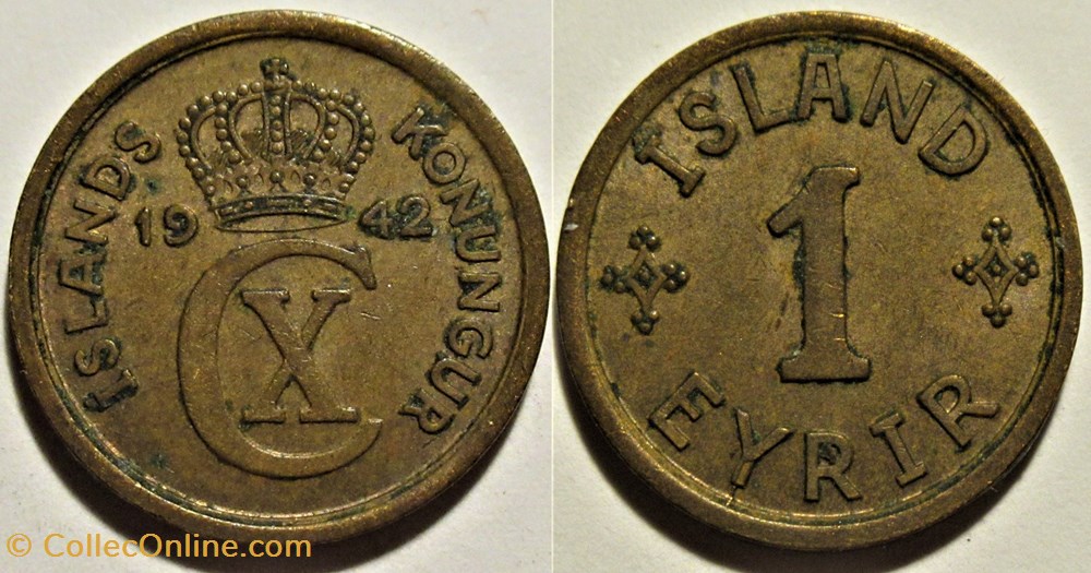 Christian X of Denmark - Eyrir 1942 Iceland monnaies monde islande christian x of denmark eyrir 1942 iceland