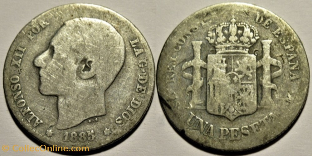 monnaies monde espagne 1885 1 peseta alfonso xii de espana