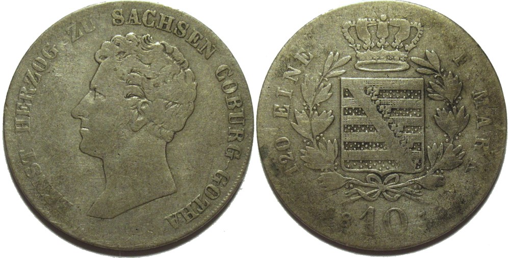 Ernst I - 10 Kreuzer 1835, Duchy of Saxe-Coburg and Gotha monnaies europe medievale saint empire romain germanique ernst i 10 kreuzer 1835 duchy of saxe coburg and gotha
