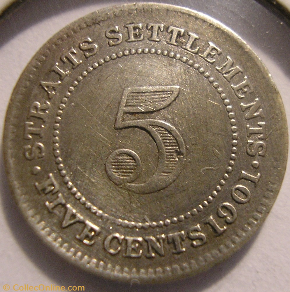monnaie monde malaisie victoria 5 cents 1901 straits settlements malaysia