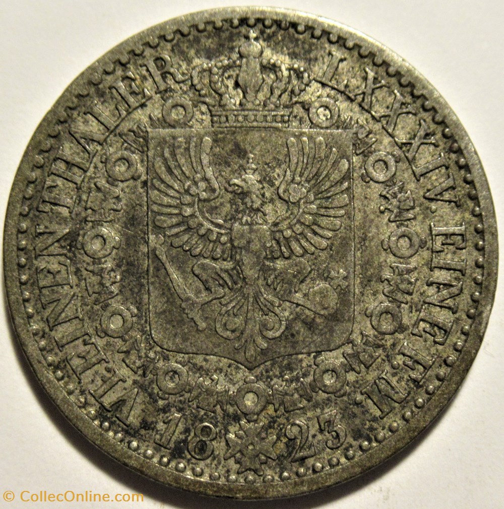 monnaies europe medievale saint empire romain germanique friedrich wilhelm iii 1 6 thaler 1823 berlin kingdom of prussia