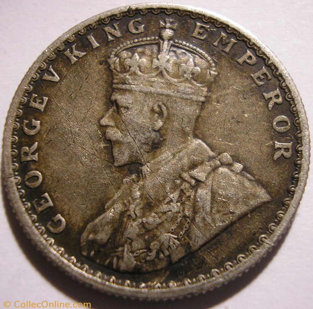 George V - Half Rupee 1919 Bombay - British India monnaie monde inde george v half rupee 1919 bombay british india