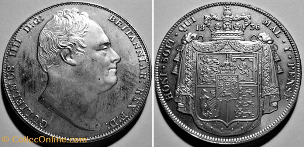 monnaies monde royaume uni william iv crown 1836 retro pattern great britain