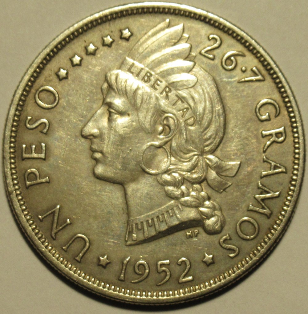 Dominican Republic - 1 Peso 1952 monnaies monde dominique dominican republic 1 peso 1952