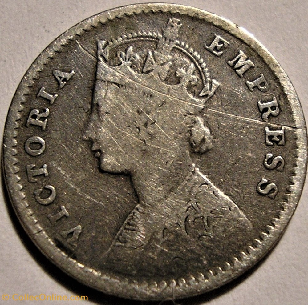 Victoria - Two Annas 1885 Calcutta - British India (ex.2) monnaie monde inde victoria two annas 1885 calcutta british india ex 2