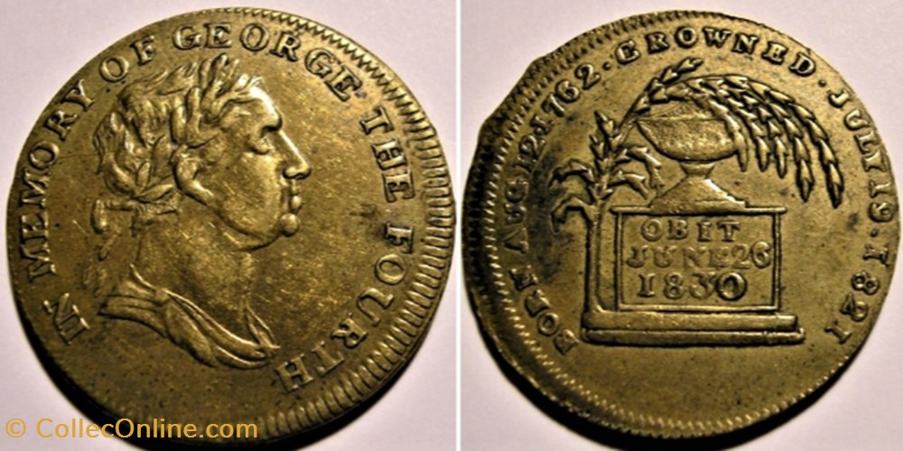 monnaie jeton mereaux george iv 1830 memorial medalet error great britain