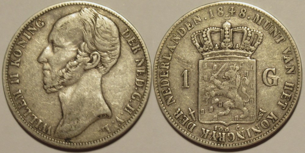 Willem II of Nederland - 1 Gulden 1848 monnaies monde pays bas willem ii of nederland 1 gulden 1848