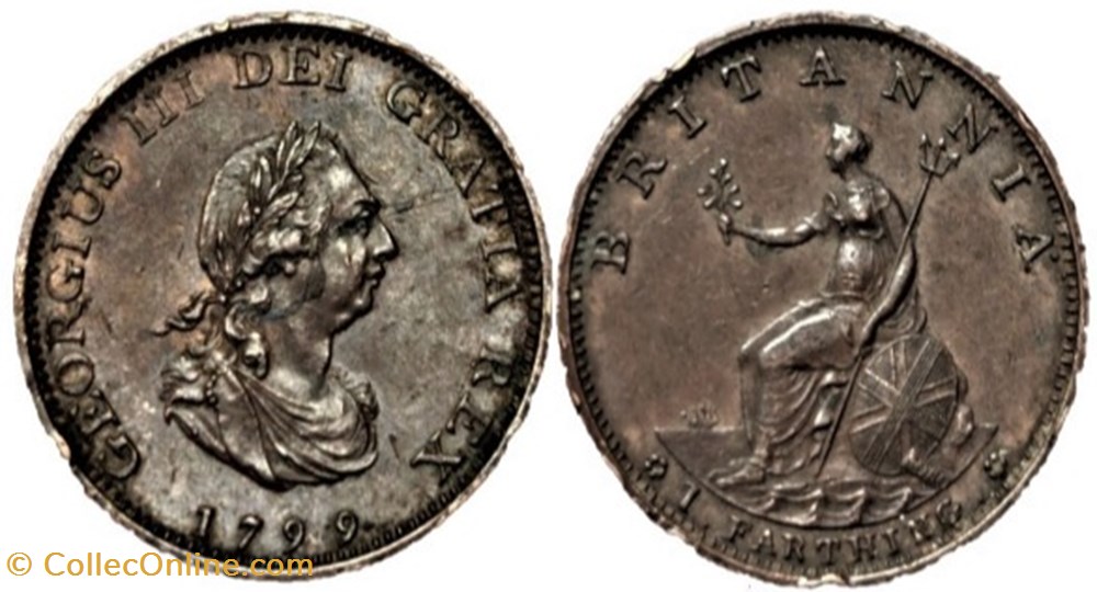 George III - Farthing 1799 Great Britain monnaies monde royaume uni george iii farthing 1799 great britain