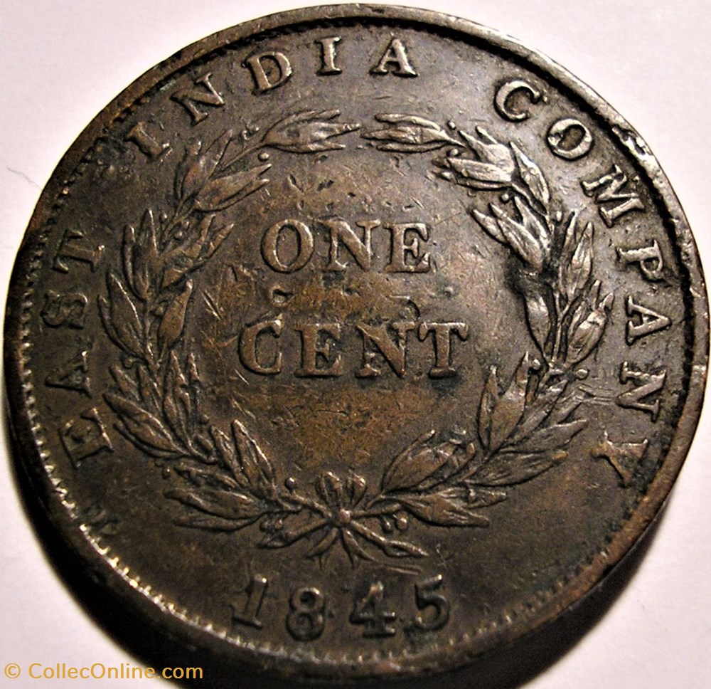 Queen Victoria - One Cent 1845 - Straits Settlements, Malaysia - Error 2 monnaie monde malaisie queen victoria one cent 1845 straits settlements malaysia error