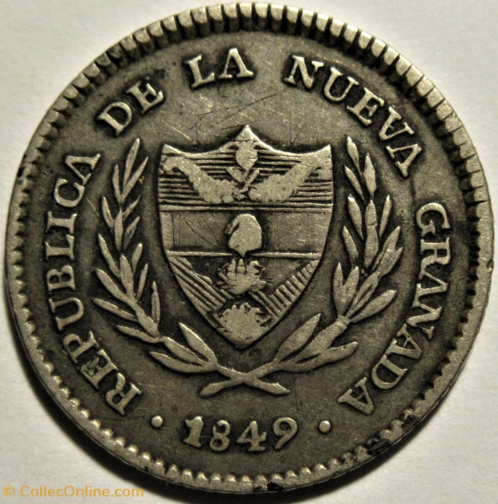 2 Reales 1849 Bogota - Nueva Granada (ex.2) monnaies monde colombie 2 reales 1849 bogota nueva granada ex 2