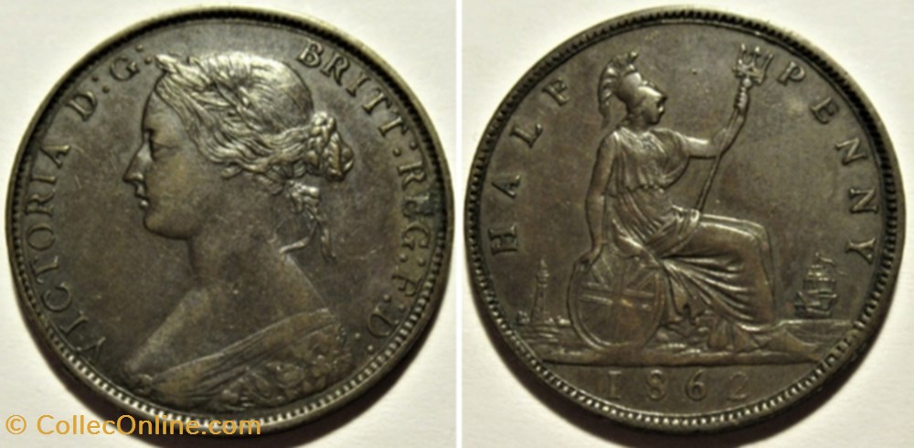 Victoria - Half Penny 1862 - Great Britain monnaies monde royaume uni victoria half penny 1862 great britain
