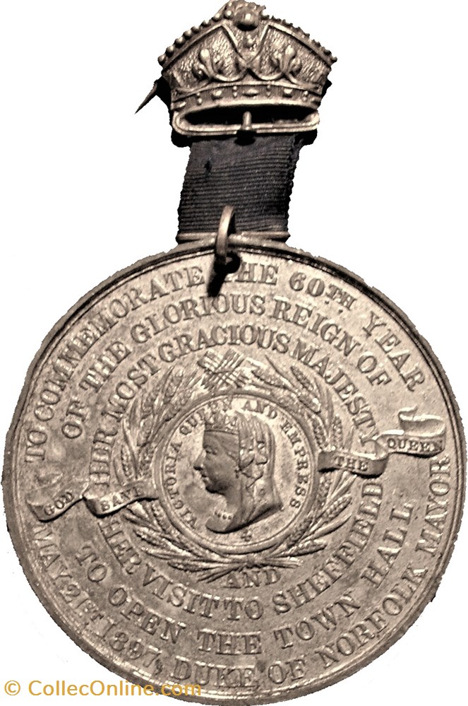 medaille royaume uni victoria 1897 jubilee medal opening of town hall of sheffield uk