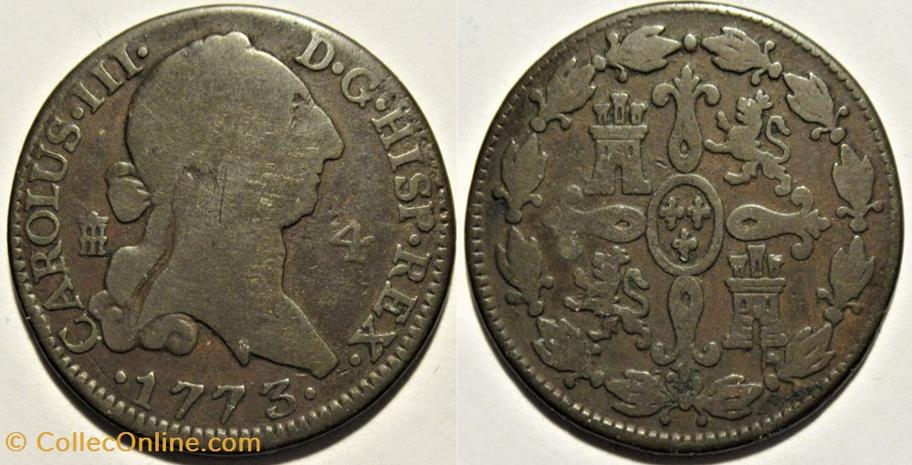 monnaies europe medievale royaume espagne 1773 4 maravedis segovia carlos iii de espana