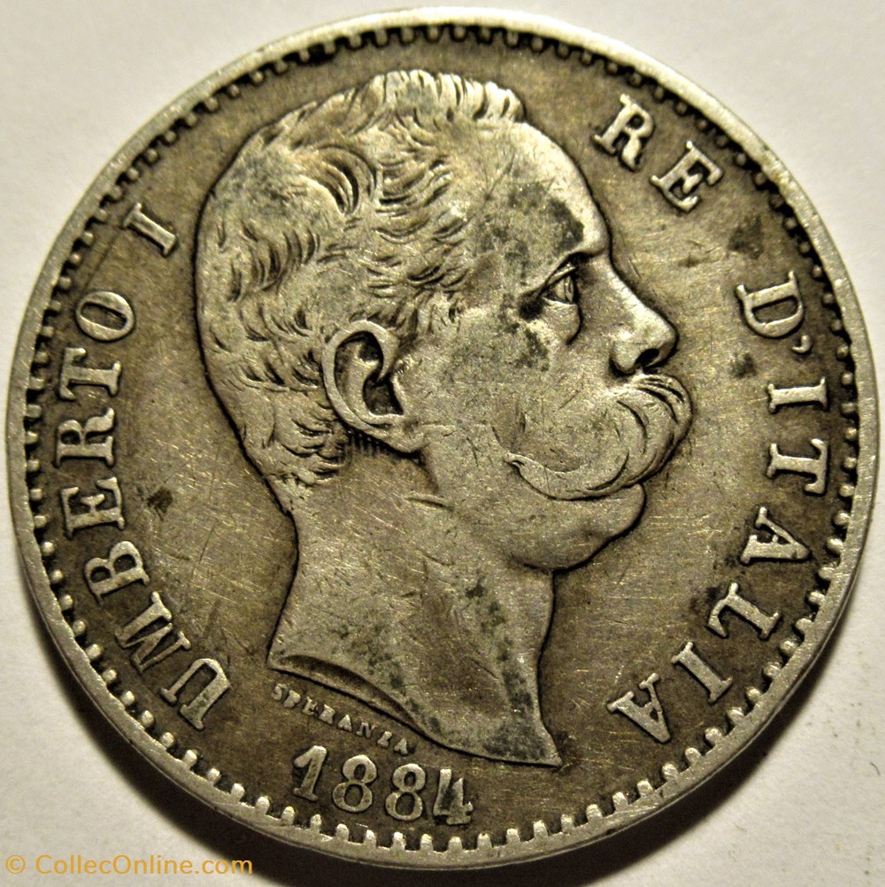 1884 Regno d'Italia, 2 Lire, Roma - Umberto I (ex.2) 2 monnaies monde italie 1884 regno italia 2 lire roma umberto i ex 2