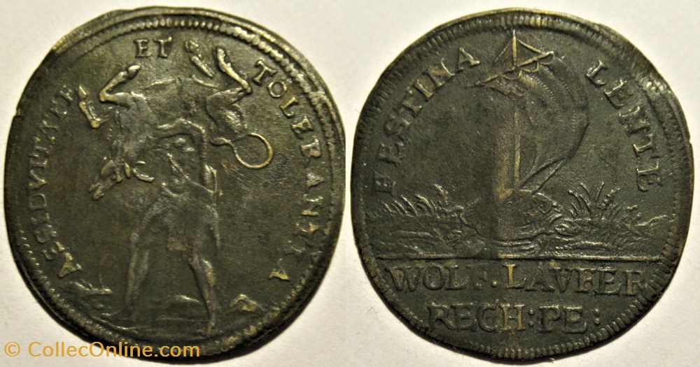 Rechenpfennig, Nürnberg - Festina Lente / Hercule - Jeton c.1612-51 monnaies paranumismatique jetons poids rechenpfennig nurnberg festina lente hercule jeton c 1612 51