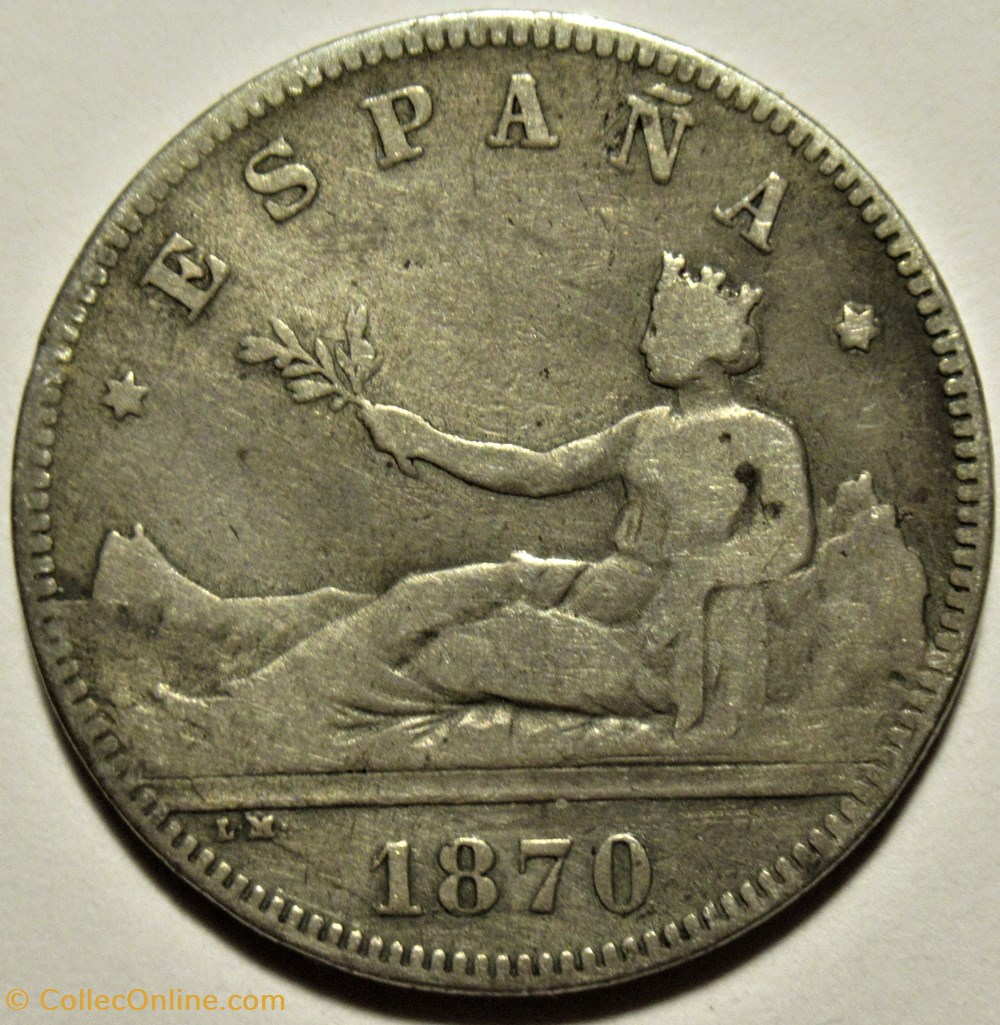 monnaies monde espagne 1870 2 pesetas provisional government of spain