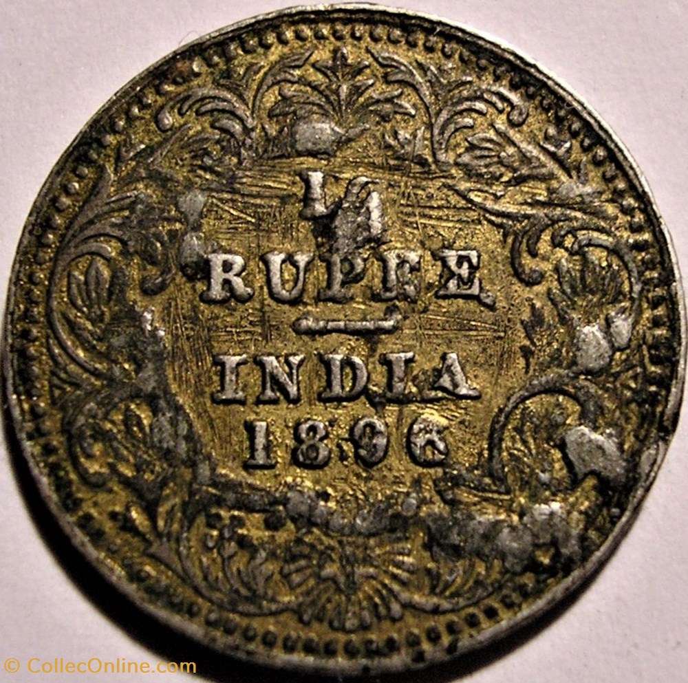 Victoria - 1/4 Rupee 1896 Calcutta - British India monnaie monde inde victoria 1 4 rupee 1896 calcutta british india