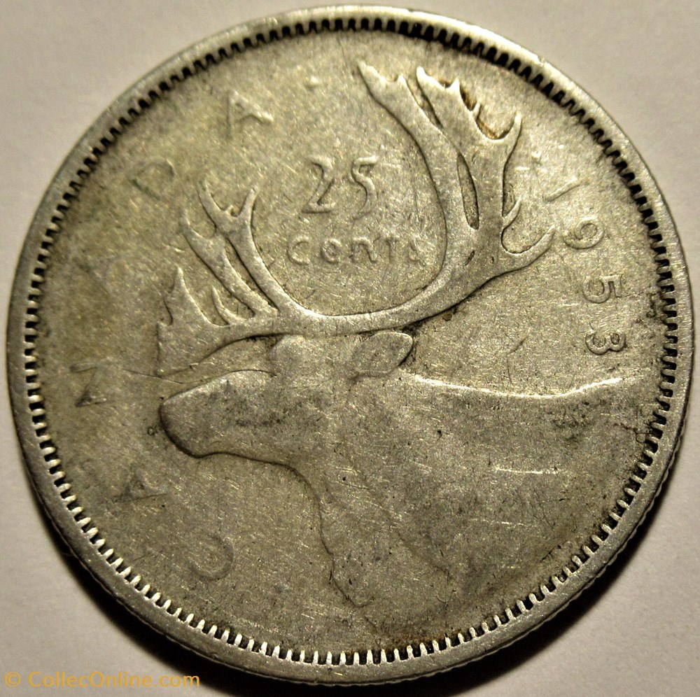 Elizabeth II - 25 Cents 1953 - Doubled Die monnaies monde canada elizabeth ii 25 cents 1953 doubled die