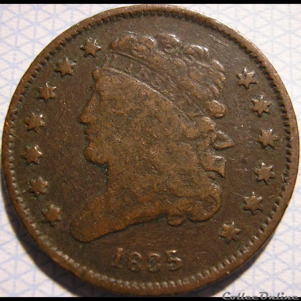 1835 Classic Head Half Cent monnaie monde etat uni 1835 classic head half cent