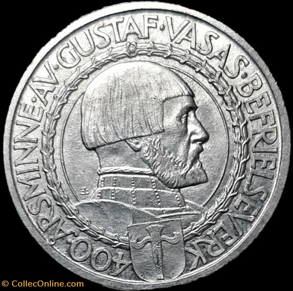 monnaies monde suede gustaf v of sweden 2 kronor 1921 400th gustaf vasa