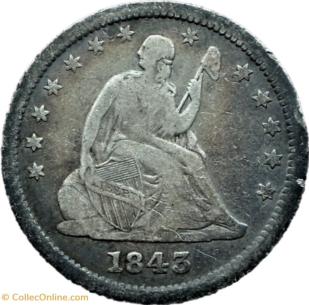 1843 Quarter Dollar - 25 cents monnaies monde etats unis 1843 quarter dollar 25 cents