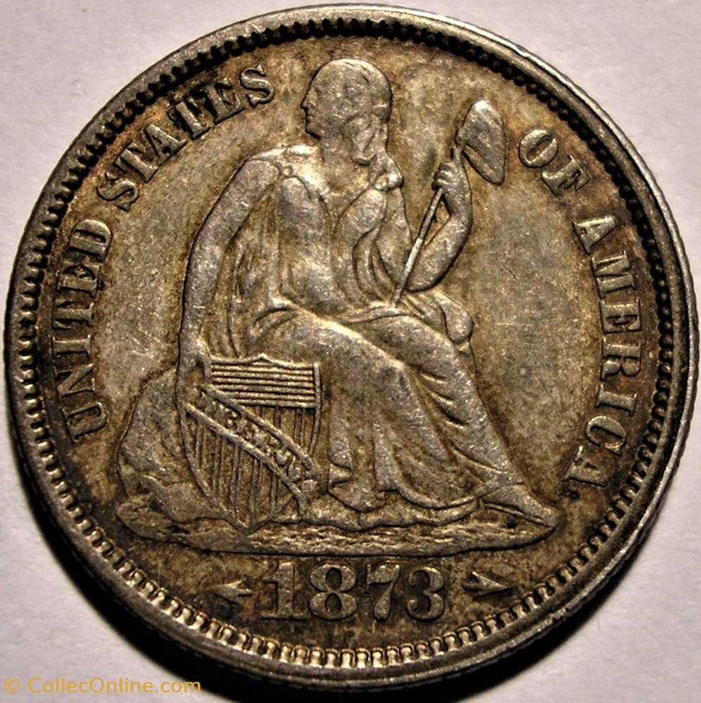 monnaies monde etats unis 1873 dime 10 cent arrows