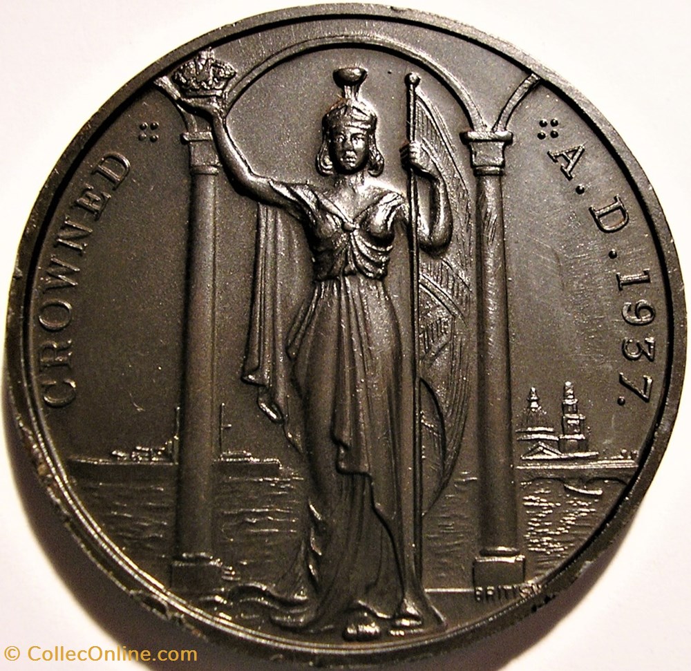 George VI & Elizabeth - 1937 Coronation Medal, Britannia (var) - UK 3 medaille royaume uni george vi elizabeth 1937 coronation medal britannia var uk