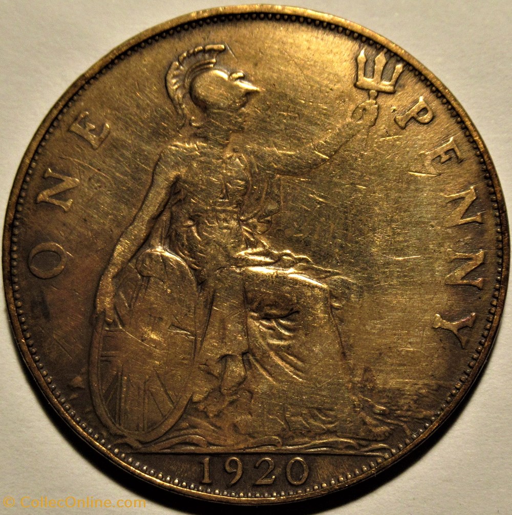George V - One Penny 1920 - Great Britain 3 monnaies monde royaume uni george v one penny 1920 great britain