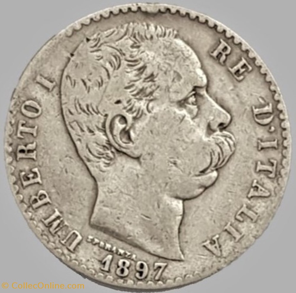 1897 Regno d'Italia, 2 Lire, Roma - Umberto I 2 monnaies monde italie 1897 regno italia 2 lire roma umberto i