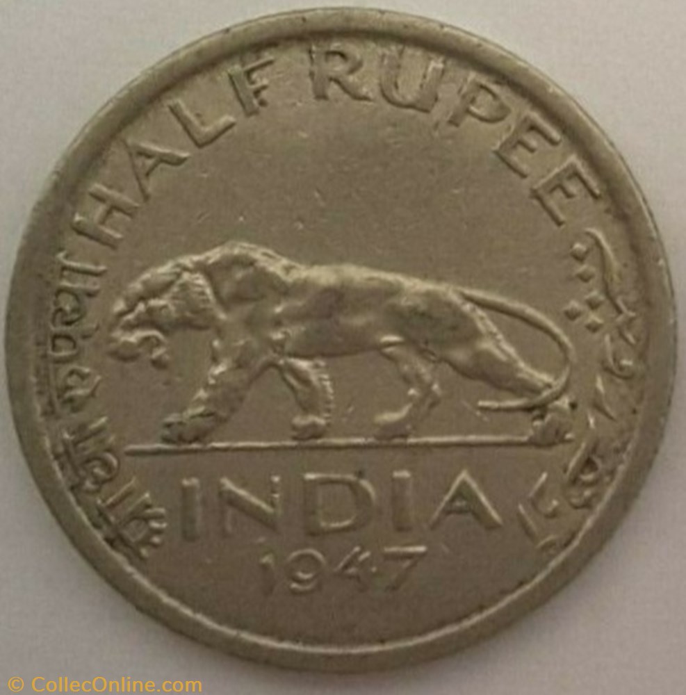George VI - Half Rupee 1947 Bombay - British India monnaie monde inde george vi half rupee 1947 bombay british india