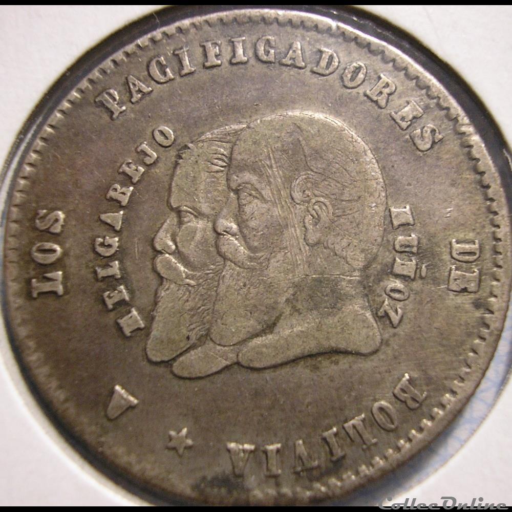 1865 Melgarejo 1/2 - Canteria de Potosi - M. Melgarejo Pdt monnaies monde bolivie 1865 melgarejo 1 2 canteria de potosi m melgarejo pdt