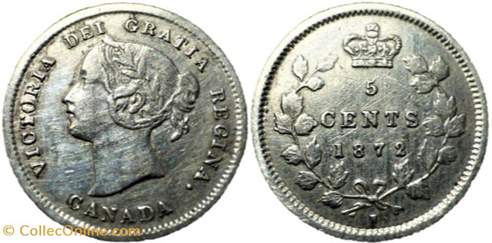 Victoria - 5 Cents 1872 H monnaies monde canada victoria 5 cents 1872 h