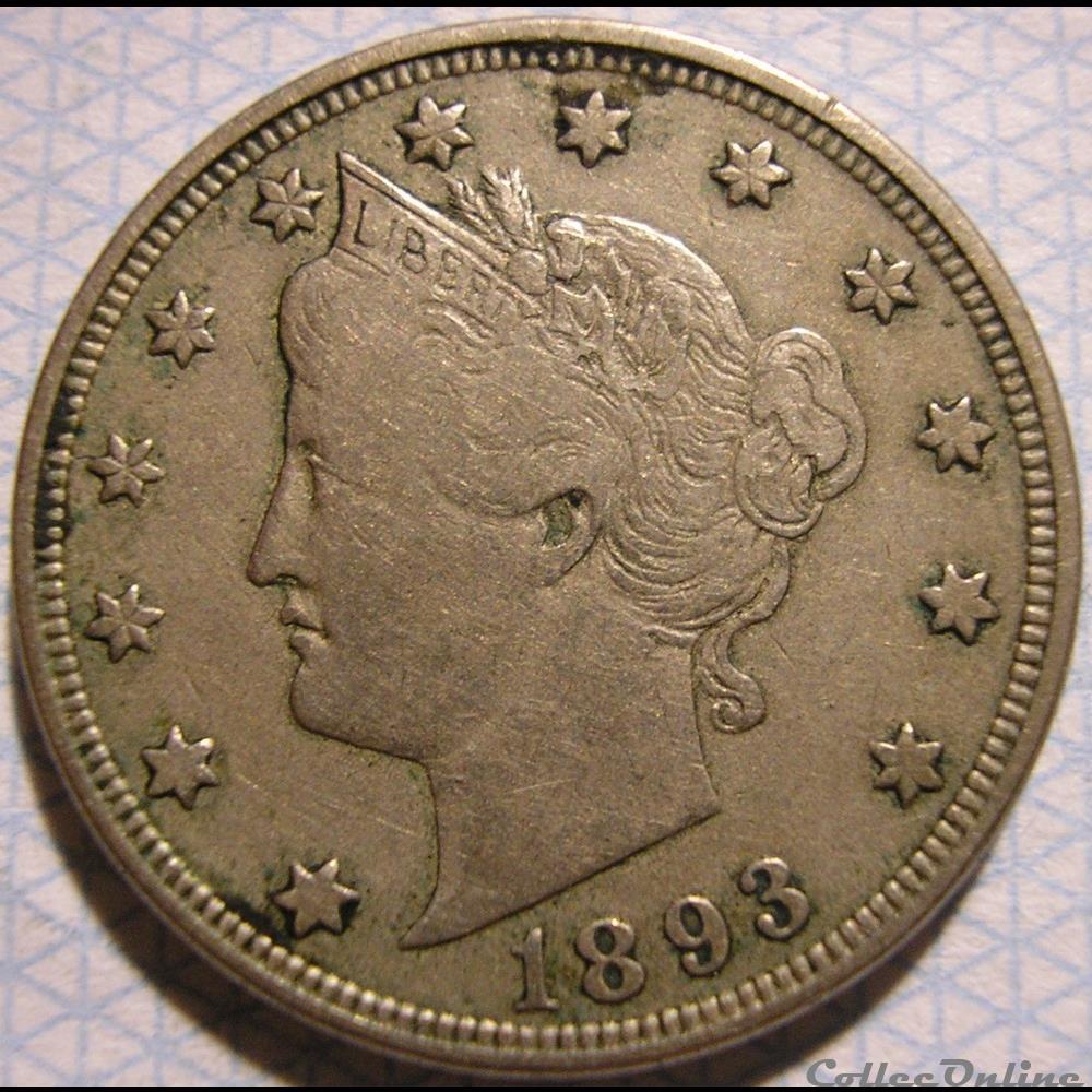 1893 5 Cents monnaies monde etats unis 1893 5 cents