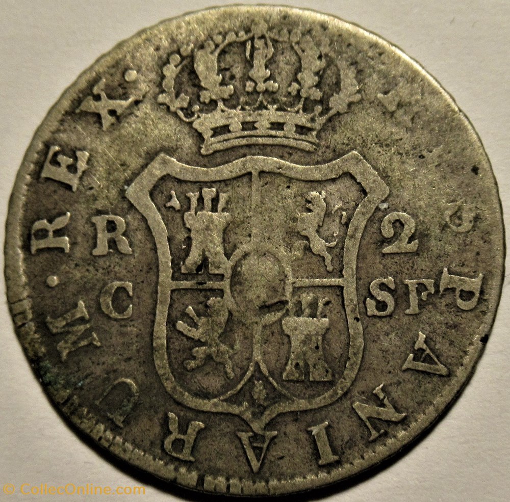 1814 Cataluña - 2 Reales - Fernando VII de España 3 monnaies monde espagne 1814 cataluna 2 reales fernando vii de espana