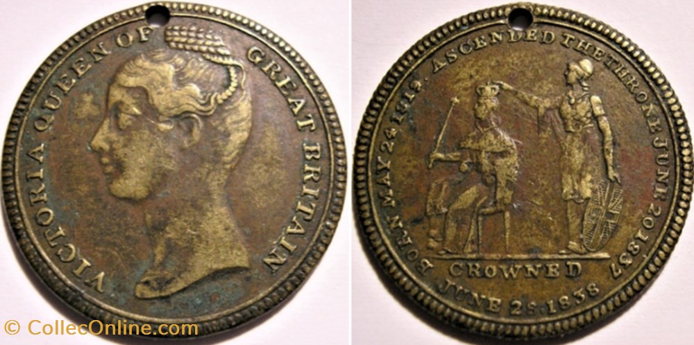 Queen Victoria - Crowning Token 1838 - Great Britain monnaie jeton mereaux queen victoria crowning token 1838 great britain