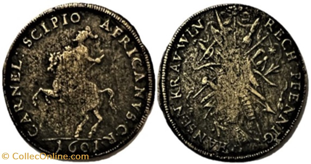 monnaies paranumismatique jetons poids henri iv a cheval 1601 scipion africain hans krauwinckel nurnberg