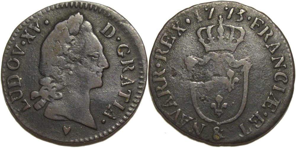 Louis XV - 1/2 Sol à l'écu d'Aix 1773 monnaies europe medievale france royales louis xv 1 2 sol a ecu aix 1773
