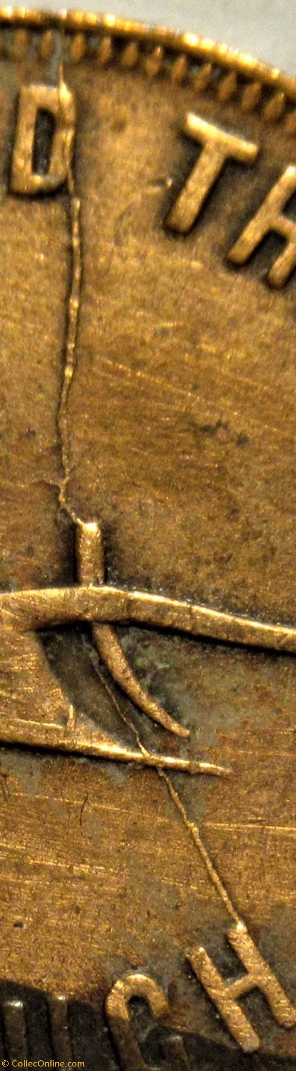 monnaies monde canada prince edward 1860 halfpenny token speed the plough die crack