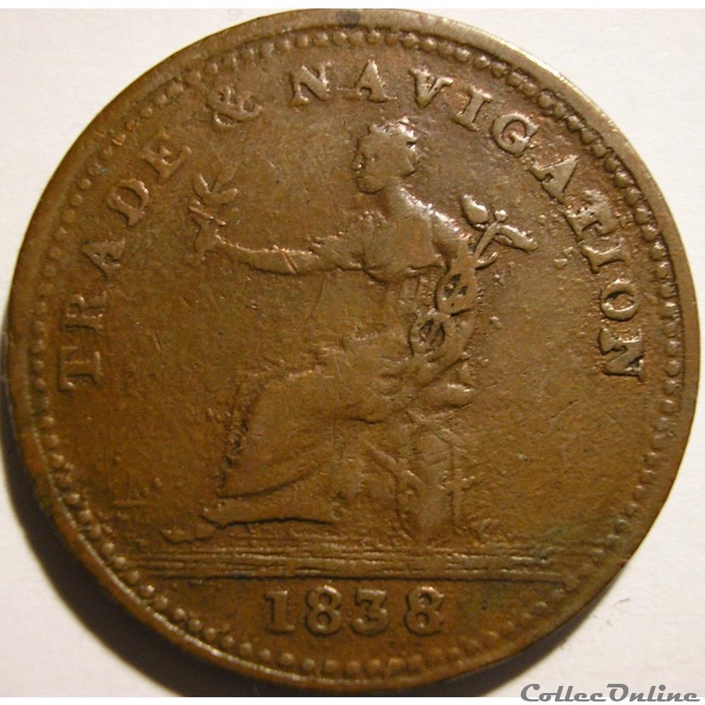 George IV - One Penny Token 1838 Trade & Navigation 2 monnaie monde canadum george iv one penny token 1838 trade navigation