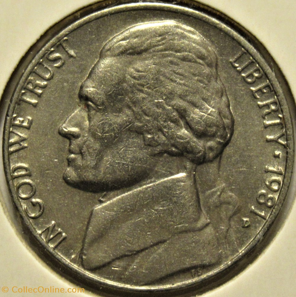1981 Five Cents Jefferson, Denver 4 monnaies monde etats unis 1981 five cents jefferson denver