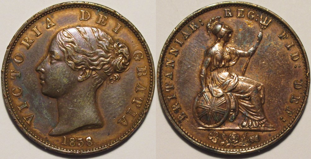 Victoria - HalfPenny 1838 - Kingdom of Great Britain (2ex.) monnaies monde royaume uni victoria halfpenny 1838 kingdom of great britain 2ex
