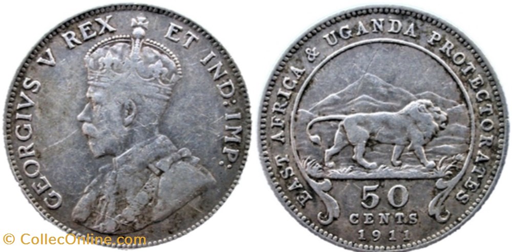 George V - 50 Cents 1911 - East Africa & Uganda monnaies monde ouganda george v 50 cents 1911 east africa uganda