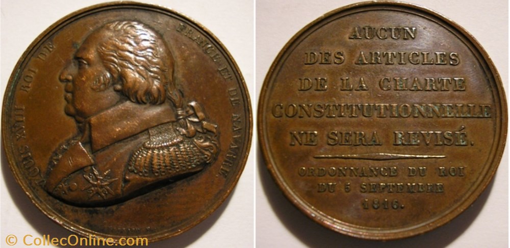 medailles france restauration louis xviii 1816 medaille charte constitutionnelle